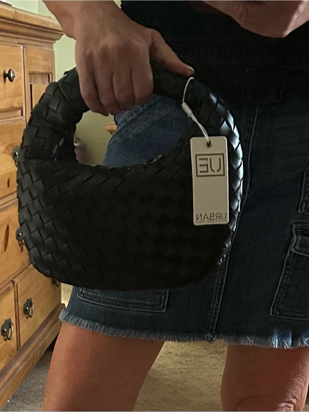 Urban Expressions Black Woven Tracy Bag NWT